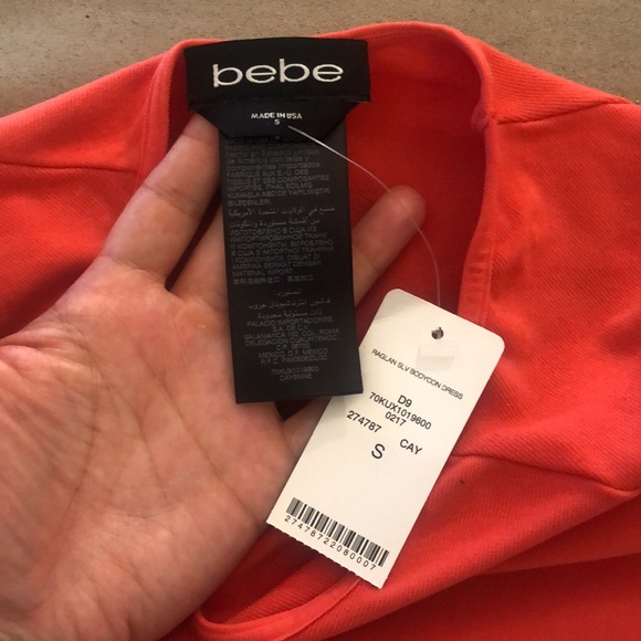 🎉 2X HP!! NWT!! Bebe long sleeve raglan bodycon dress size small - Picture 9 of 14